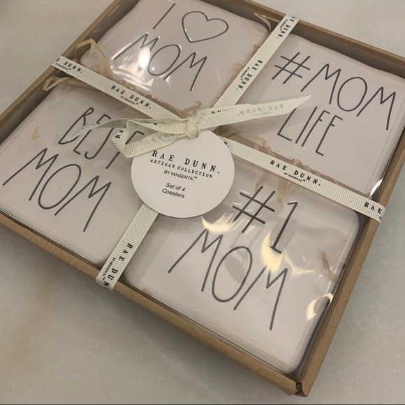 Rae Dunn MOM 4 Piece Coaster Set - Picture 3 of 4